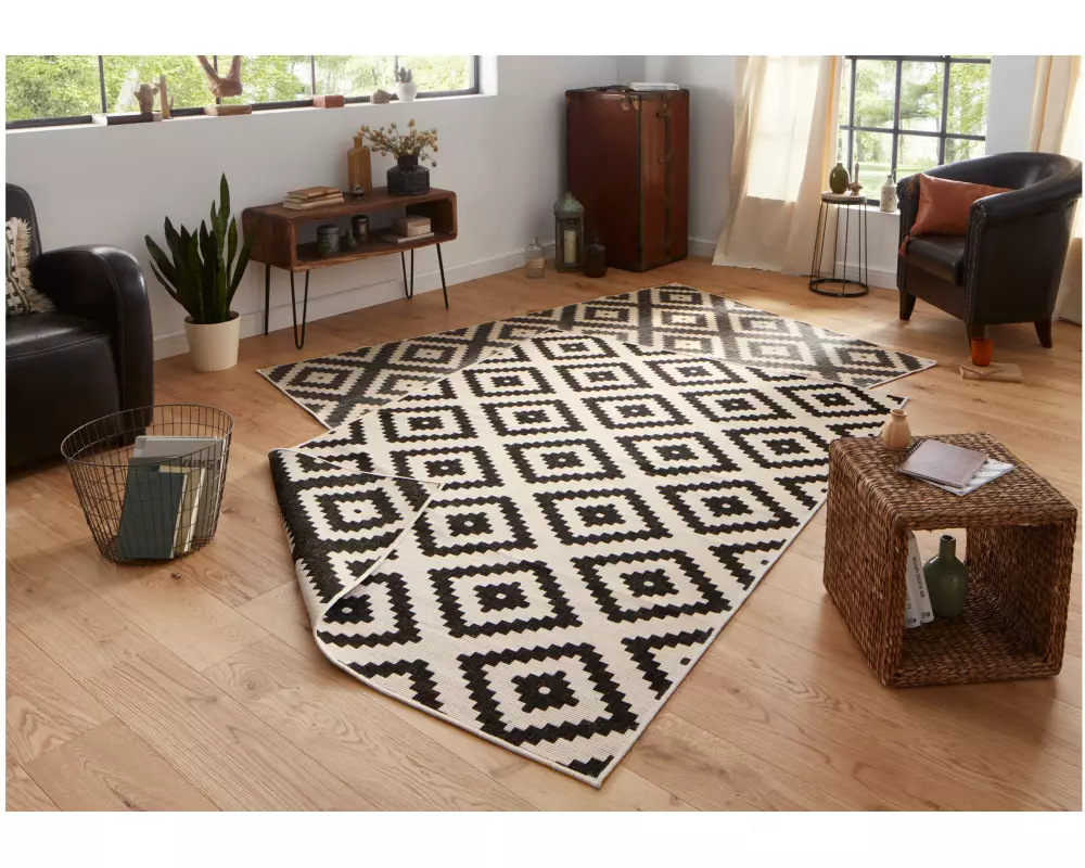 Hanse Home Malta In- & Outdoor Teppich 80 x 150 cm, Schwarz/Crème
