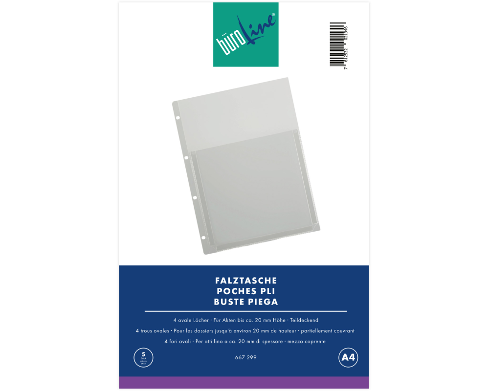 BÜROLINE Falztaschen A4 667299 5 Stück