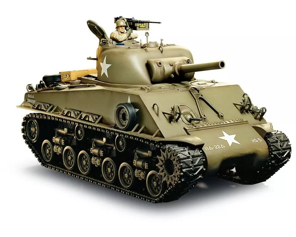 Tamiya Panzer M4 Sherman 105 mm Howitzer Full-Option Bausatz, 1:16