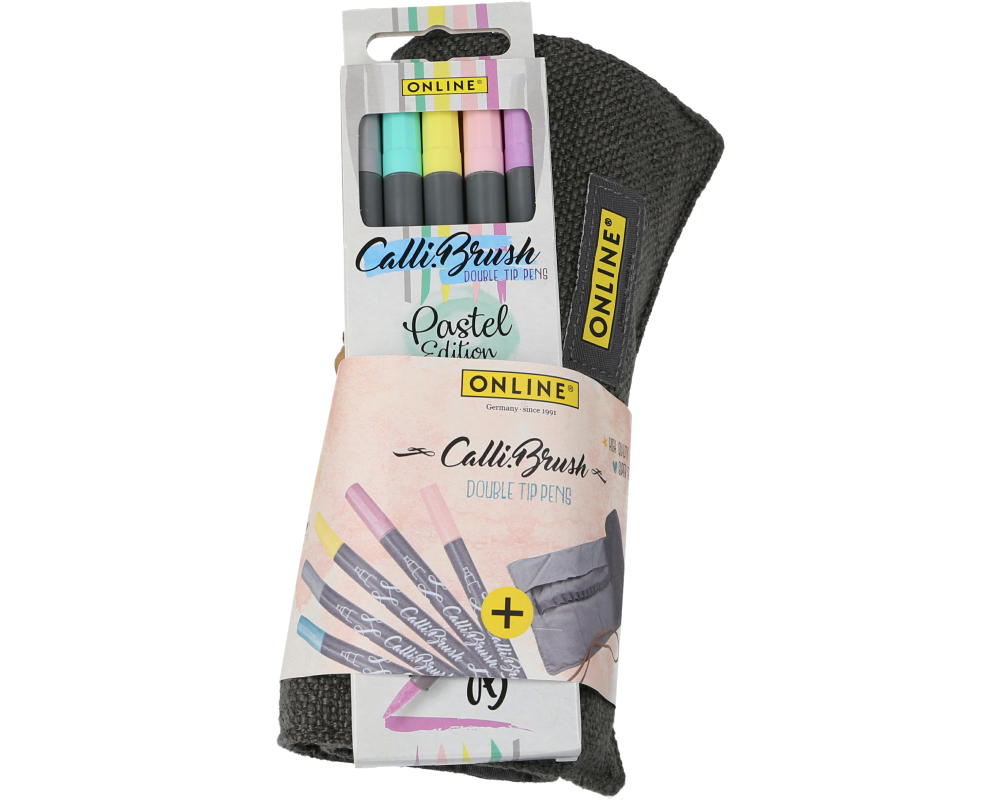 ONLINE Calli Brush Pens 19130 Double Tip in Roll Pouch