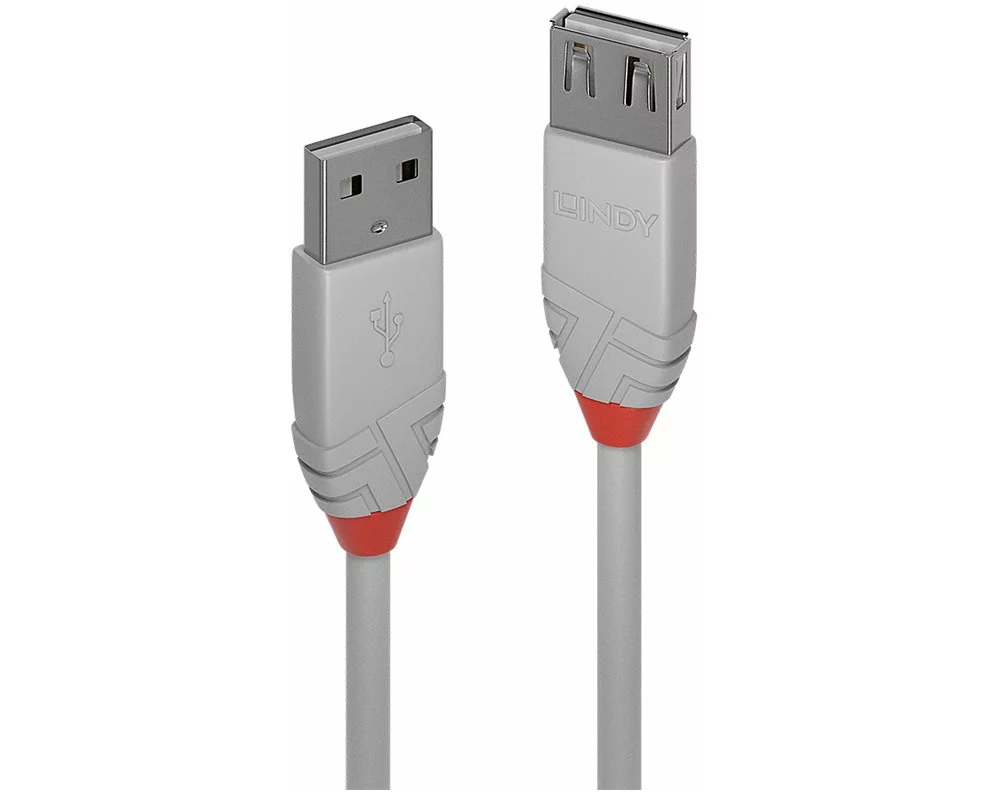 LINDY Anthra Line USB Cable, USB 2.0, USB/A-USB/A M-F, 1m, grey