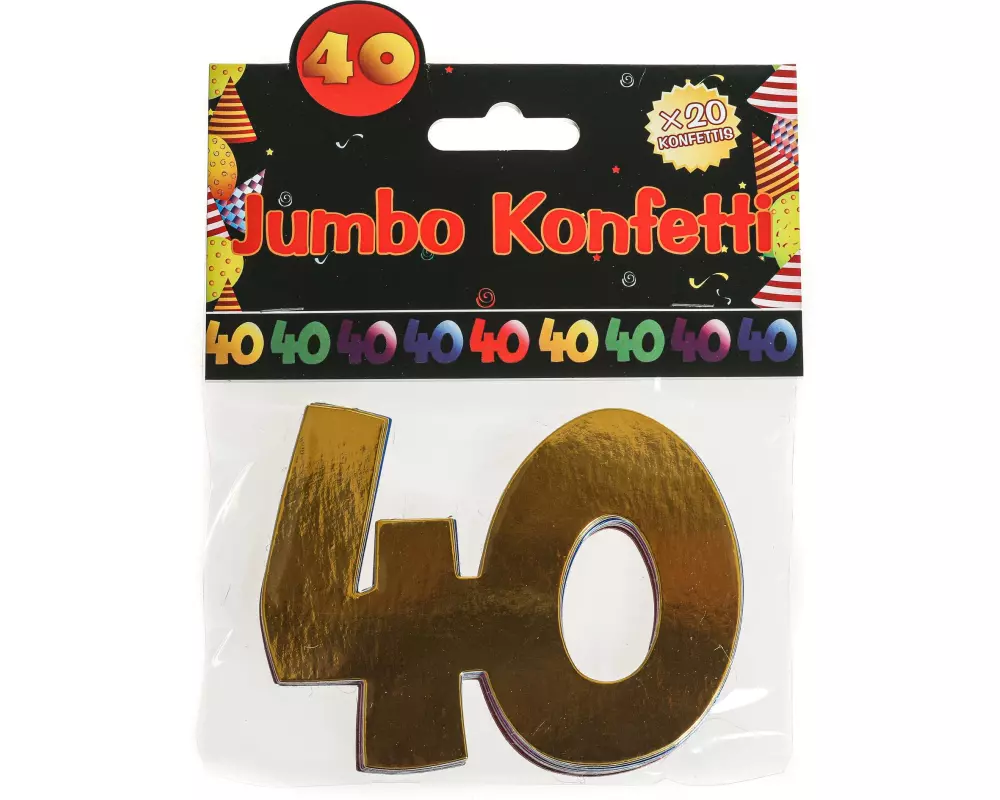Trendcompany Konfetti 40. Geburtstag 7.5 x 10 cm, Mehrfarbig, 20 Stück