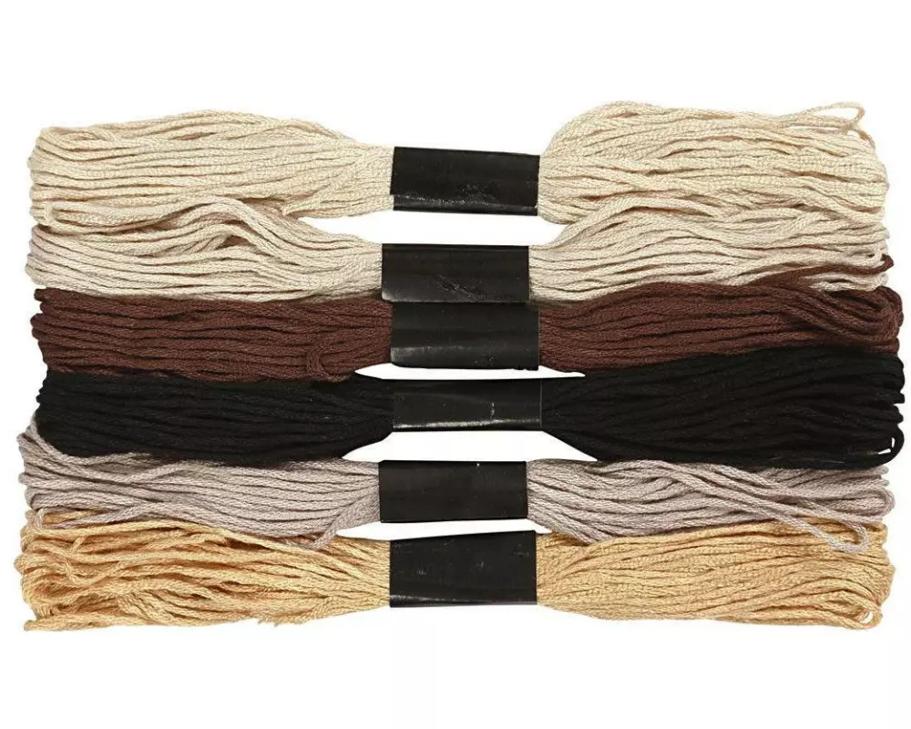 Creativ Company Stickgarn Baumwolle Natur 6 Bündel à 8 m