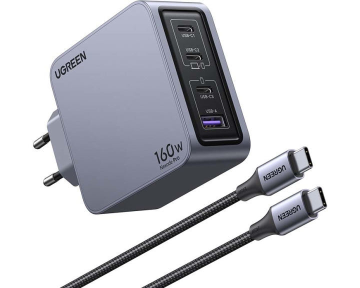UGREEN USB Wallcharger Nexode Pro 25877 160W, 4-Port,PD,GaN w.Cable