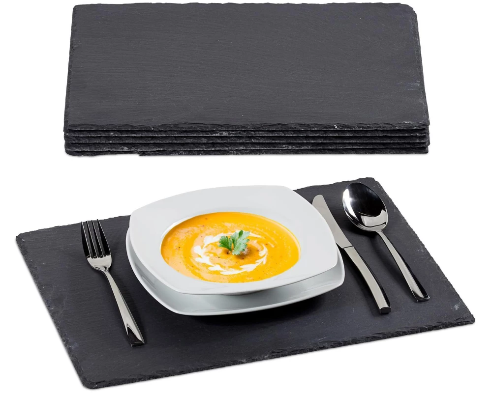 relaxdays Servierplatte Anthrazit, 6 Stück
