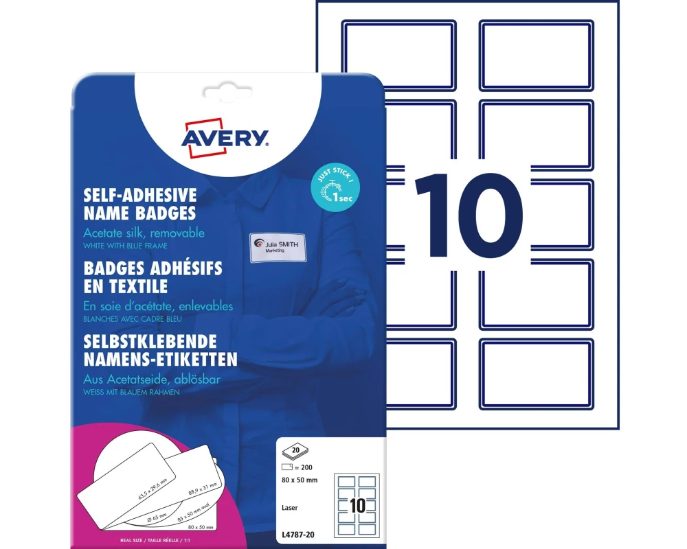 Avery Zweckform Namensetiketten 80 x 50 mm, 20 Blatt