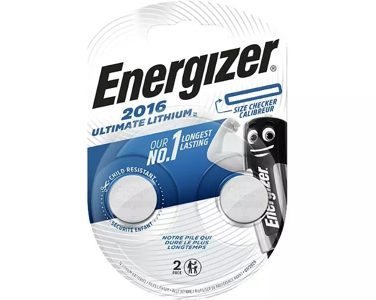 Energizer Knopfzelle Ultimate Lithium CR-2016 , 2 Stück