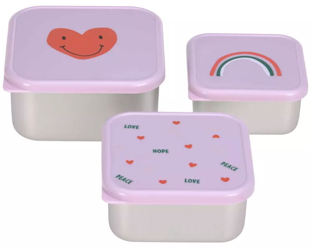 Lässig Lunchbox 3er Set Happy Rascals Heart Lavender