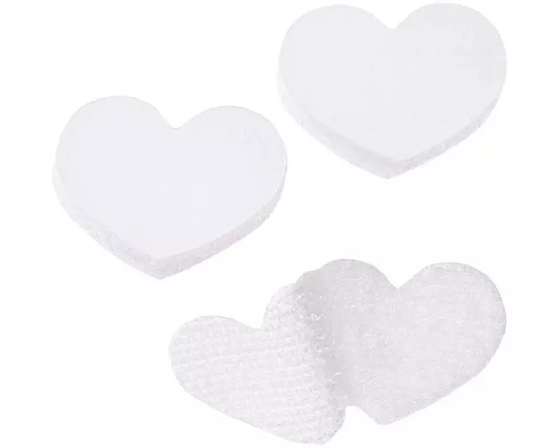 HobbyFun Klettverschluss 2 cm x 2.5 cm Herz Weiss 15 Stück