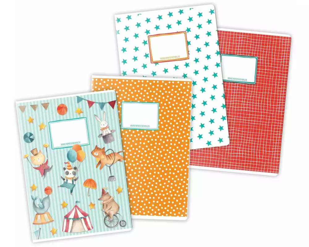 Papierdrachen Schulhefte Zirkus 4er Set DIN A4