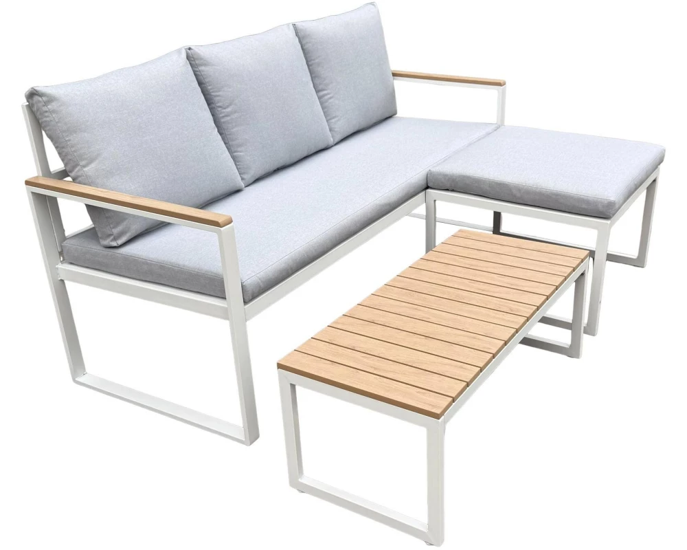 COCON Loungeset Melide, Beige/Grau/Weiss, 3 Sitzplätze