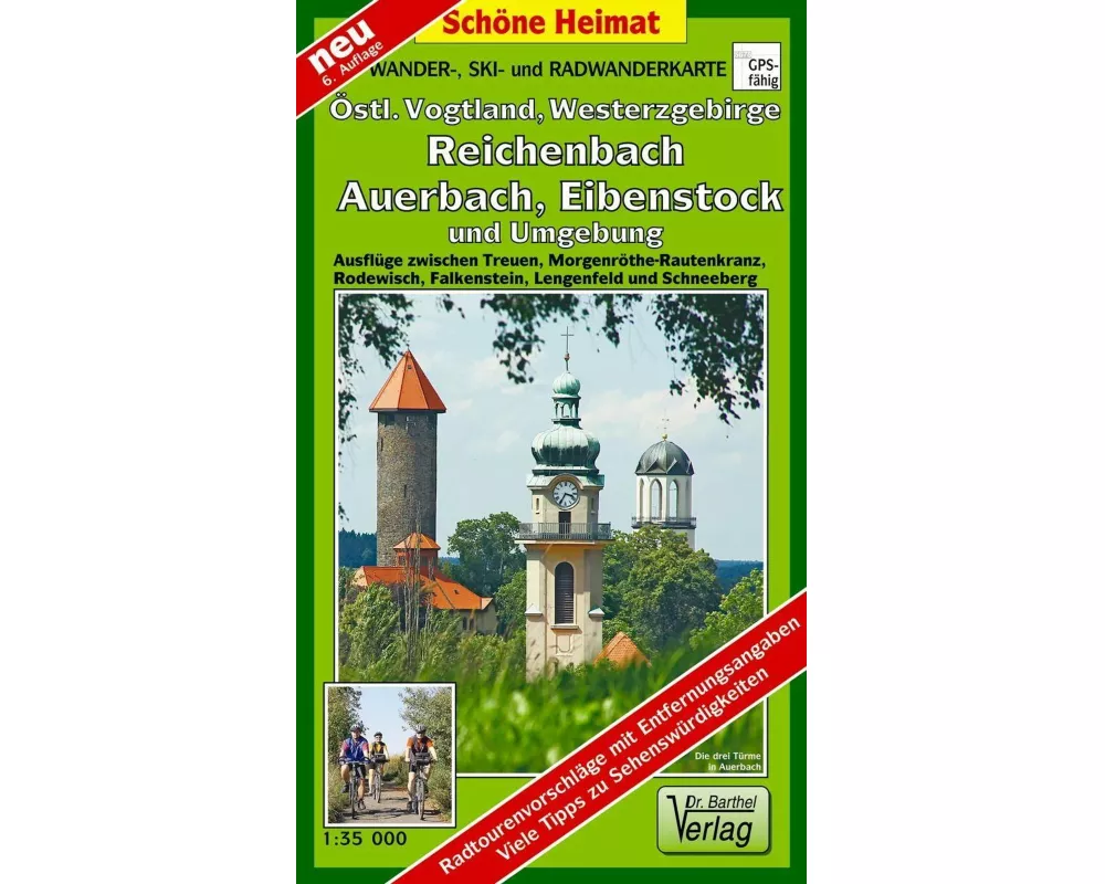 Wander-, Ski- und Radwanderkarte Östliches Vogtland, Westerzgebirge, Reichenbach, Auerbach, Eibenstock und Umgebung