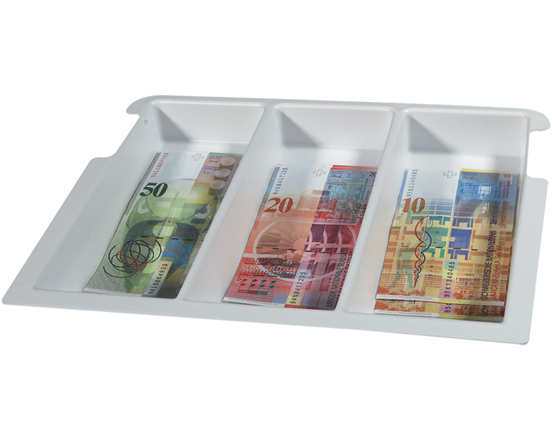 RIEFFEL SWITZERLAND Geldkassetten Einsatz 7-NOTENFACH 28,6×23×4,6cm 3-teilig