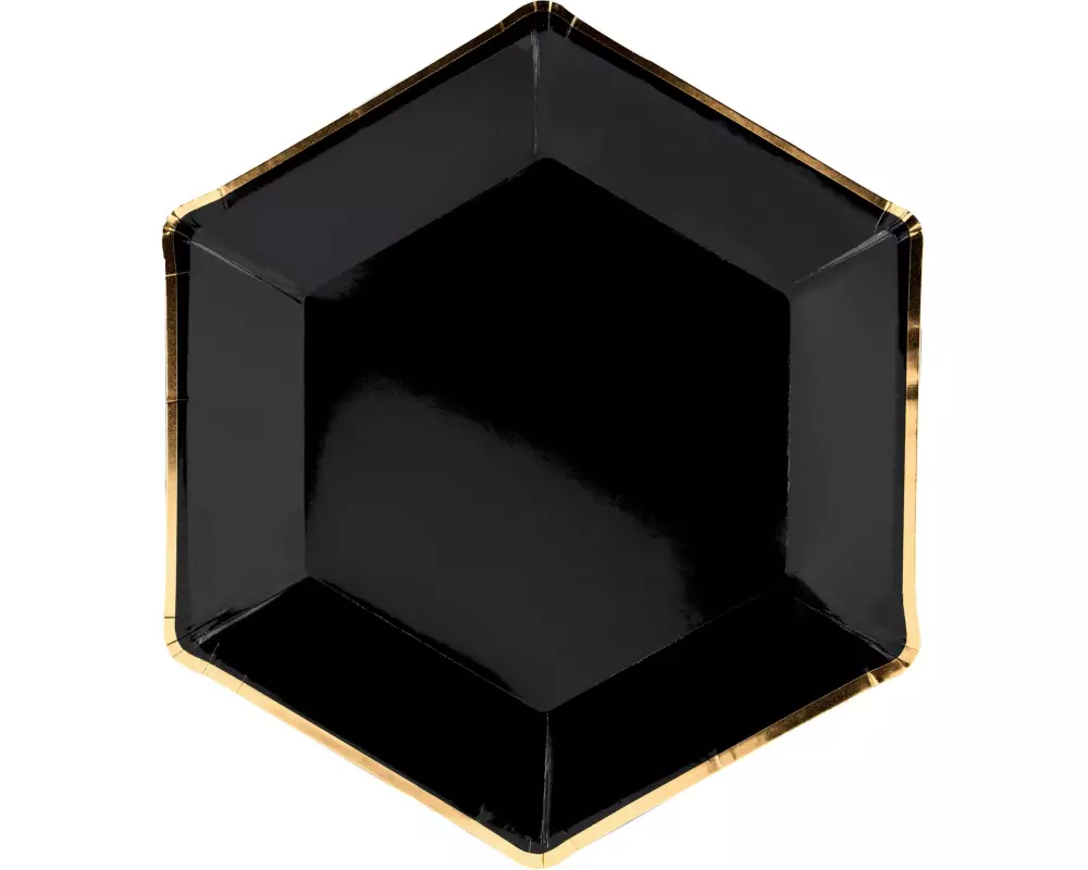 Partydeco Einwegteller Let's Celebrate 23 cm, 6 Stück, Schwarz