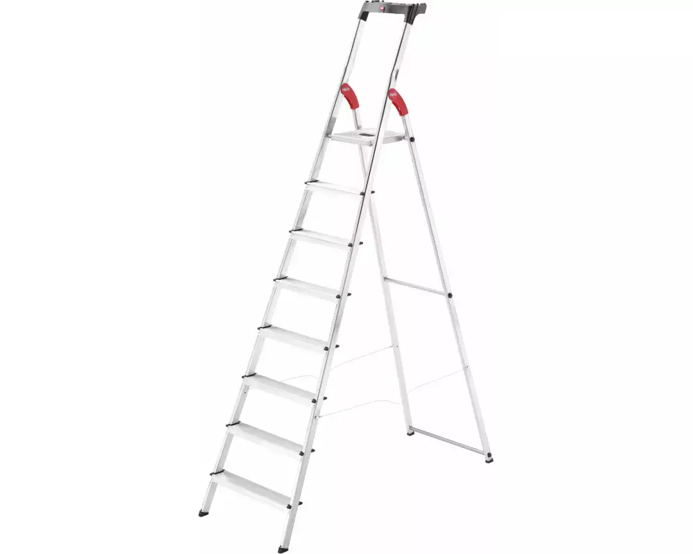 Hailo Bockleiter L60, Alu, mit Arbeitsschale 8 Stufen