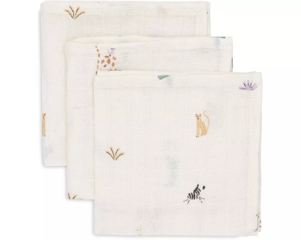 Jollein Mulltuch Nuscheli 3er Set Jungle Jambo 31 cm x 31 cm