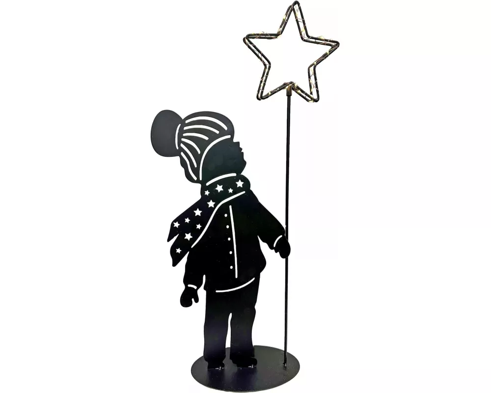 Dameco LED-Figur Junge, 40 LEDs, 60 cm, Schwarz