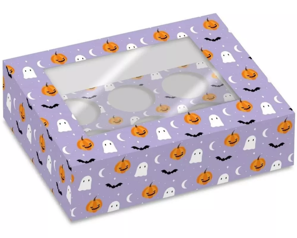 BackshopSchweiz Cupcake Box - 6 Cupcake -Halloween Nights 2 Stück, Violett