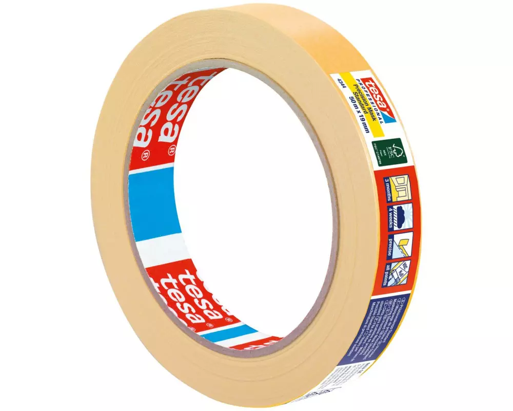 tesa Präzisionskrepp Standard 50 m x 19 mm, orange