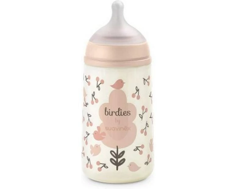 suavinex Trinkflasche Birdies – Sauger SXPro S 270 ml, Rosa