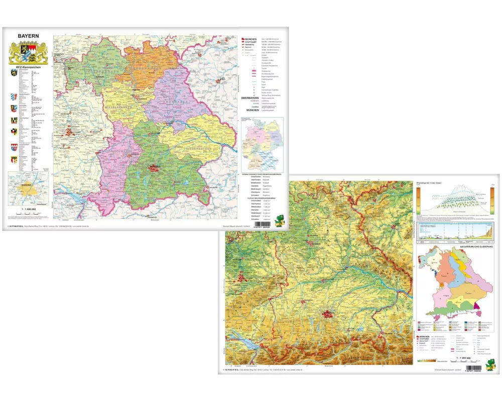 Bayern politisch/physisch. DUO-Schreibunterlage klein