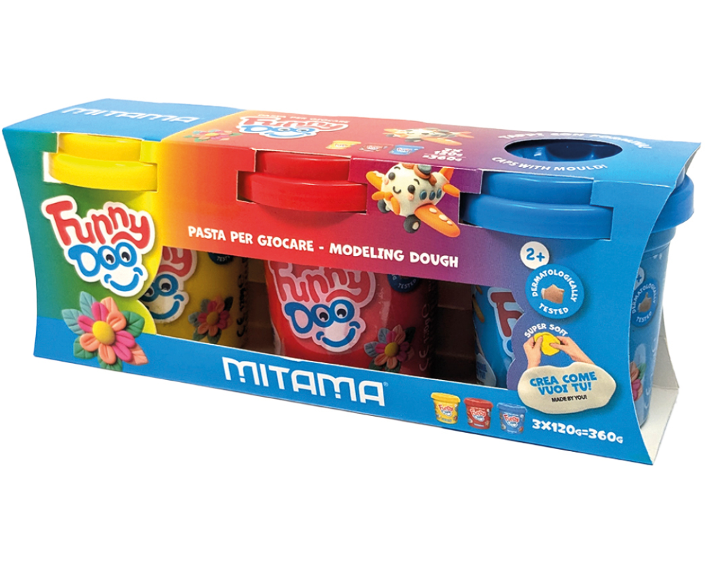 MITAMA Modellierset Funny Doo 360g 3910019 Tris Basic, 3 Stück