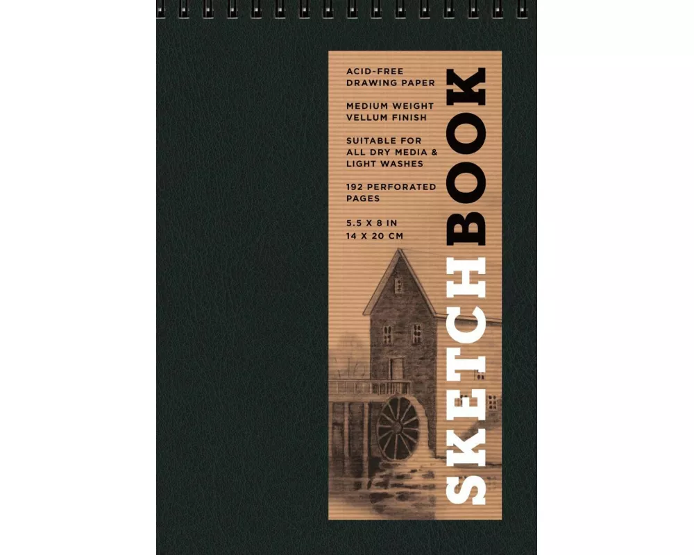 Sketchbook 5.5 X 8 FlipTop Landscape Black Spiral Hardcover Mixed Media Sketchbook for Drawing