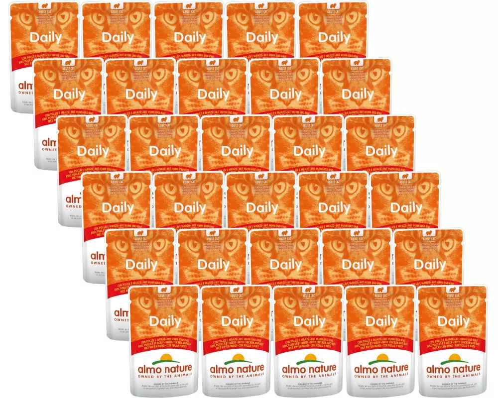 Almo Nature Nassfutter Daily mit Huhn und Rind, 30 x 70 g