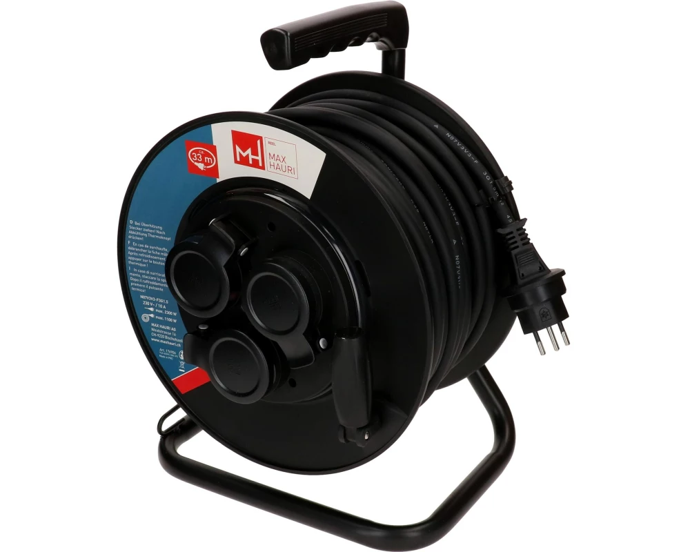 Max Hauri Kabelrolle 3x Typ 13 IP55 33m schwarz