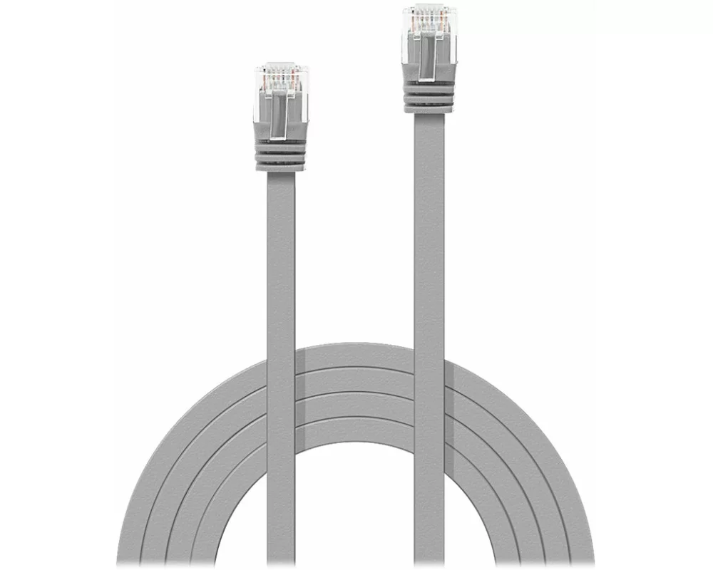 LINDY Patch Cable, Cat6, UTP, RJ45-RJ45, 5m, grey, flat ribbon