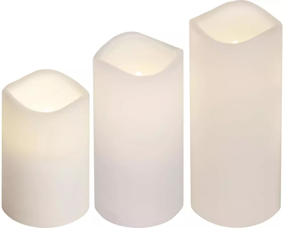 Star Trading LED-Kerzen Set Pillar Paul 3er Pack, Weiss