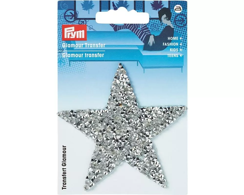 Prym Applikation Glamourtransfer Stern, Silber, 1 Stück