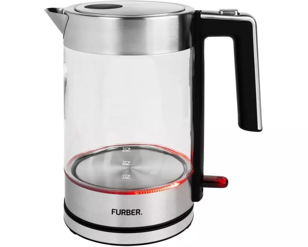 FURBER Wasserkocher Vetro 1.7 l, Silber/Transparent