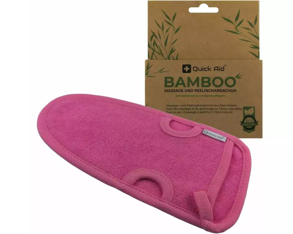 Quick Aid Massage- und Peelinghandschuh 12 x 22 cm, Pink