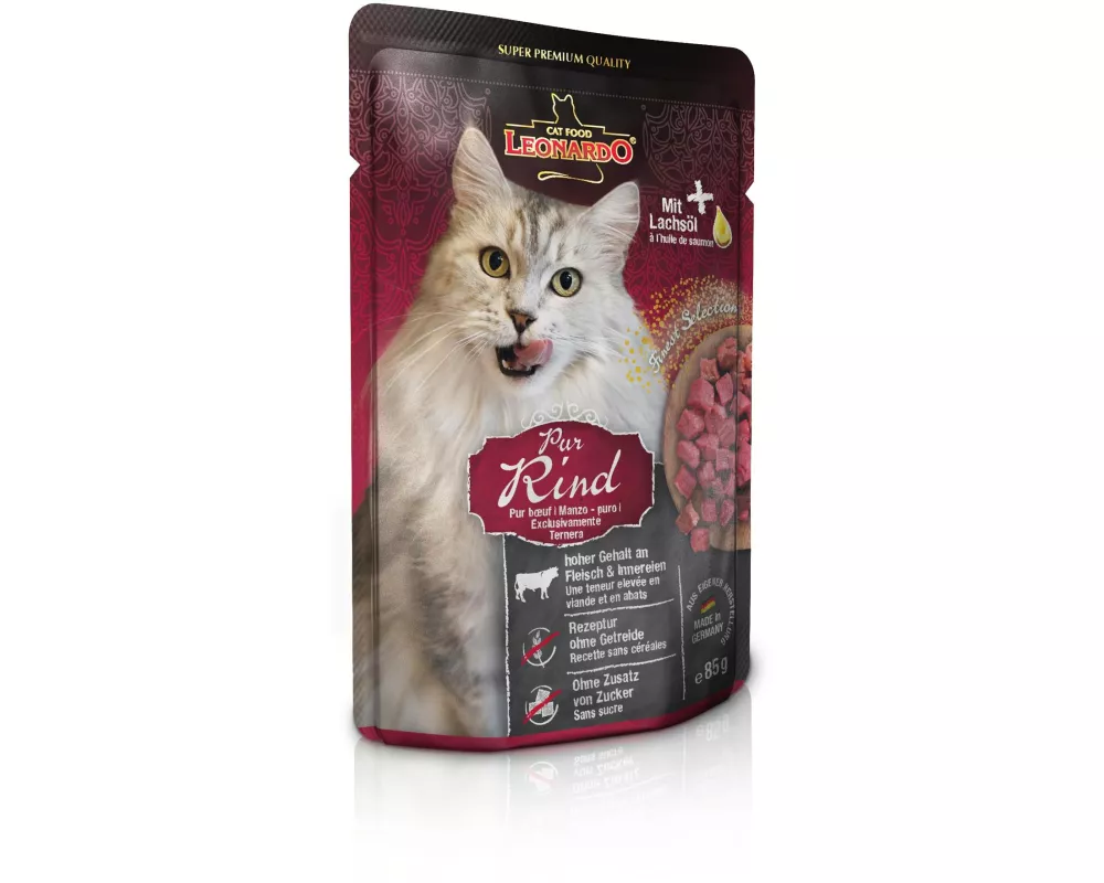 Leonardo Cat Food Nassfutter Rind Pur, 85 g