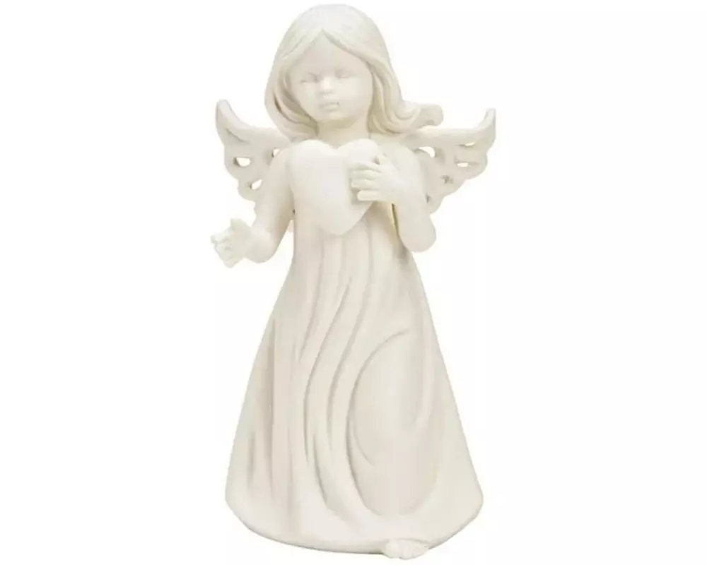 G. Wurm Dekofigur Engel mit Herz 15 x 8 cm, Weiss