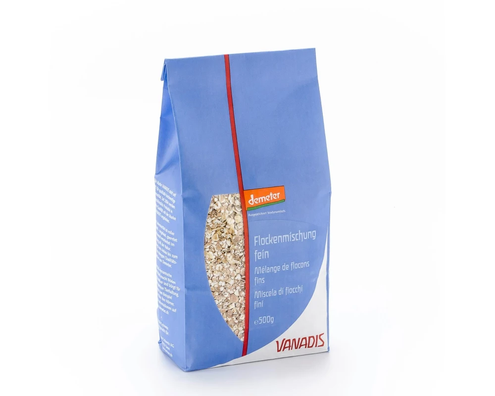 Vanadis Flocken-Mischung fein mit Dinkel, Demeter 500 g