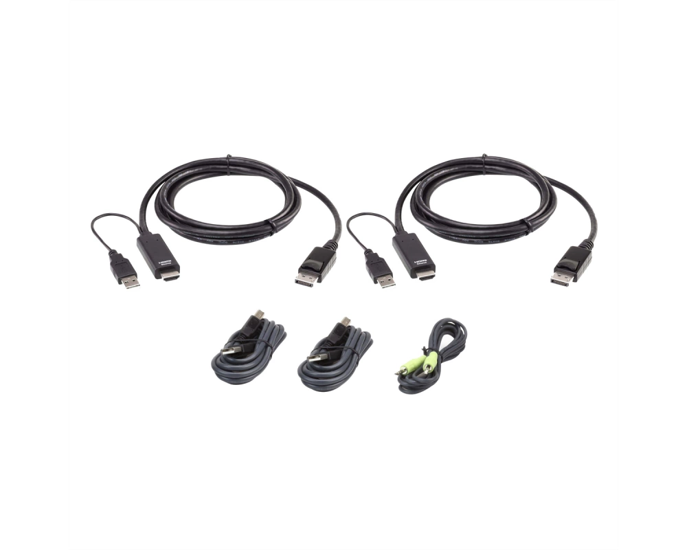 ATEN 2L-7D02UHDPX5 HDMI zu DP KVM KabelKit, True 4K