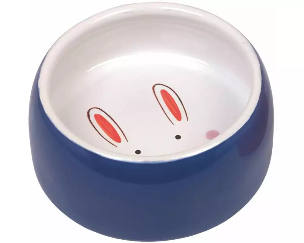 Nobby Keramiknapf Happy Rabbit, Blau, Ø 12 cm x 4.5 cm, 250 ml