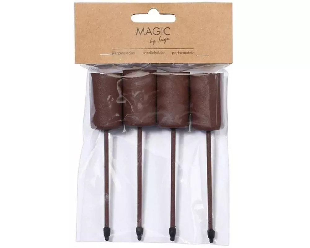 INGES CHRISTMAS DECOR Adventskerzen Halter mit Spiess 4 Stück, Beige