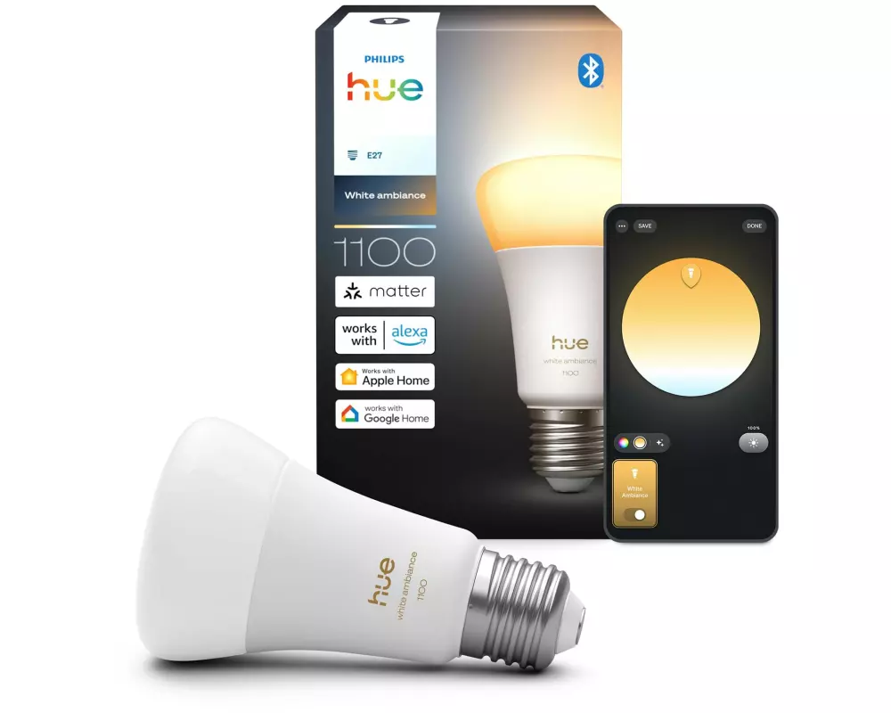 Philips Hue Leuchtmittel White Ambiance E27 Einzelpack 1100 lm