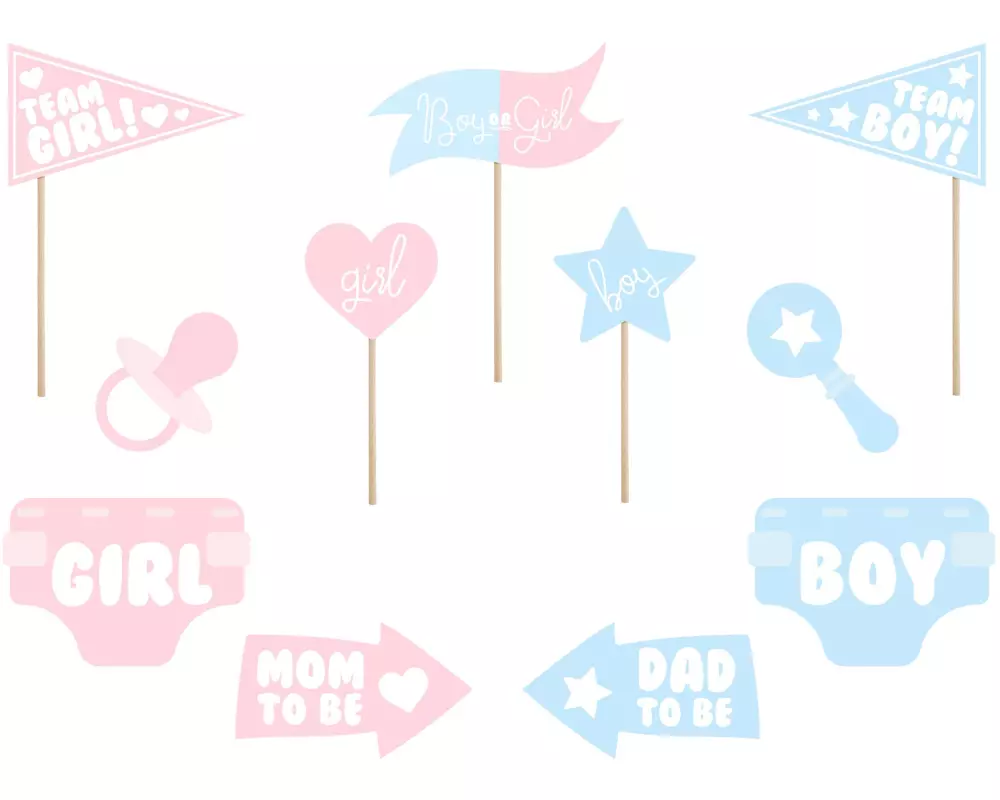 Partydeco Partyaccessoire Gender reveal party 11-teilig, Blau/Rosa