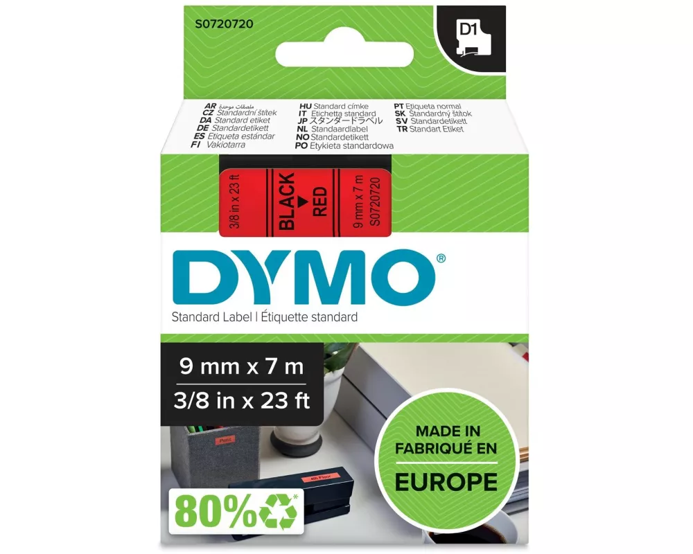 DYMO Beschriftungsband D1 Schwarz auf Rot