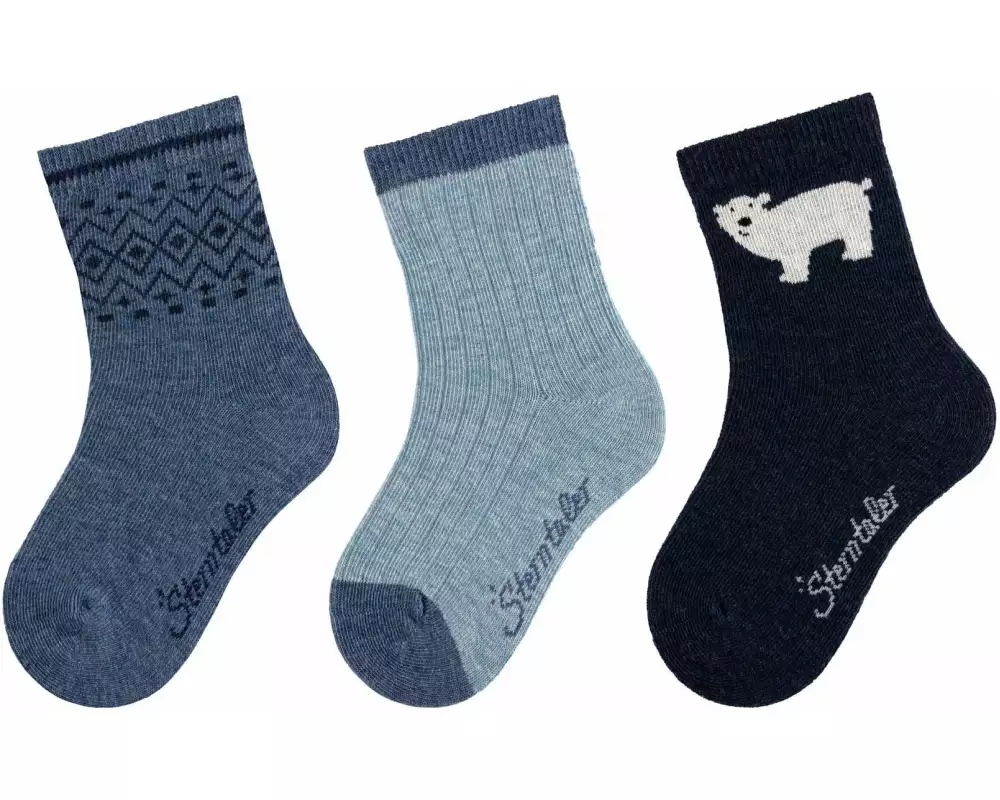 Sterntaler Socken 3er Set Eisbär Tintenblau Mélange Gr. 22