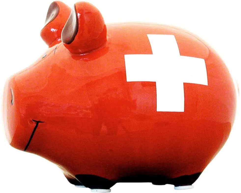 G. Wurm Spardose Schweizer Bank 12.5 x 9 x 9 cm