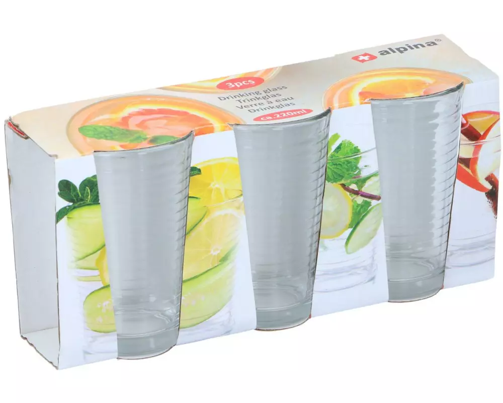 alpina Trinkglas 220 ml, 3 Stück, Transparent