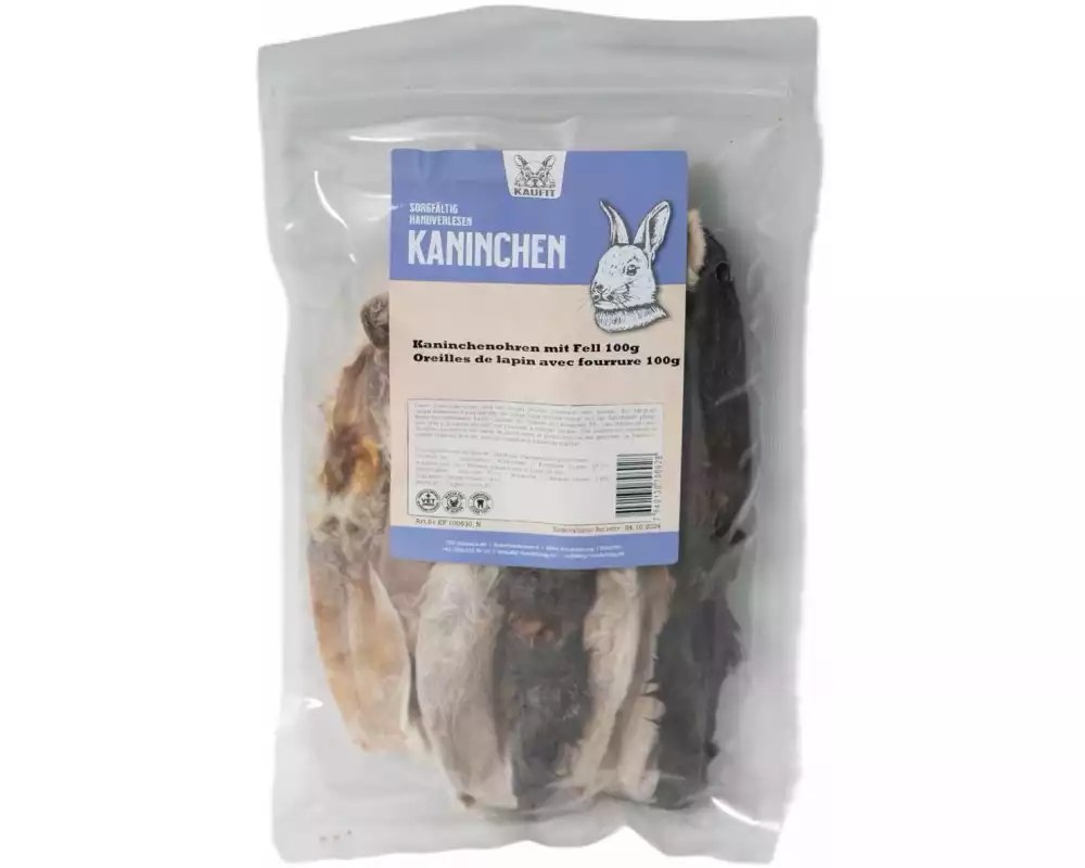 Kaufit Kaninchenohren mit Fell, 100 g