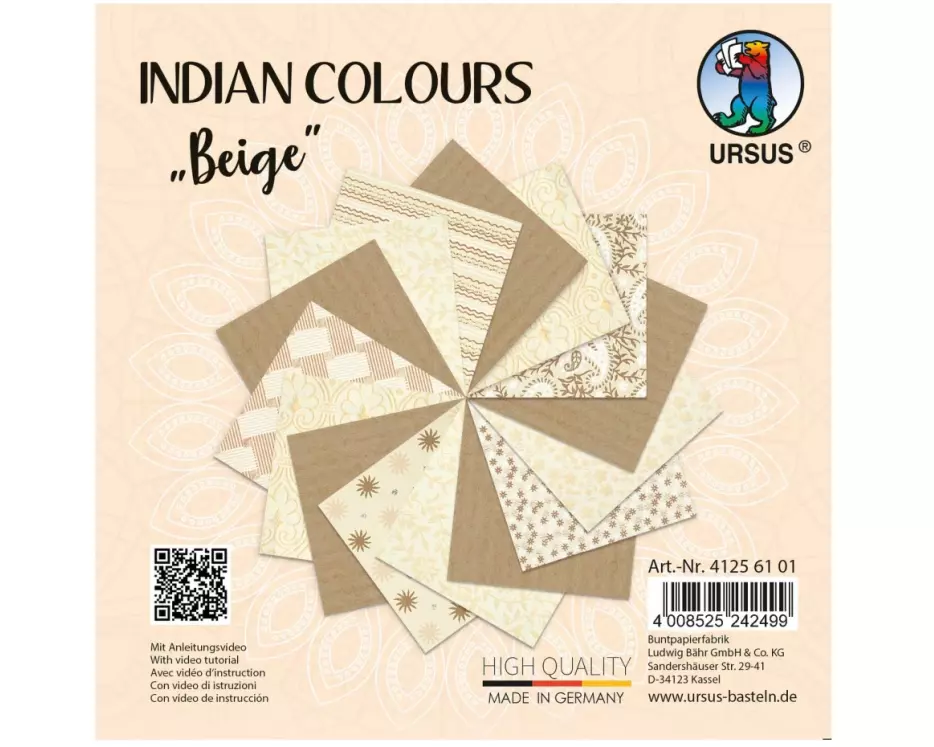 URSUS Bastelpapier Indian Colours 13.7 x 13.7 cm, 130 g/m², Beige