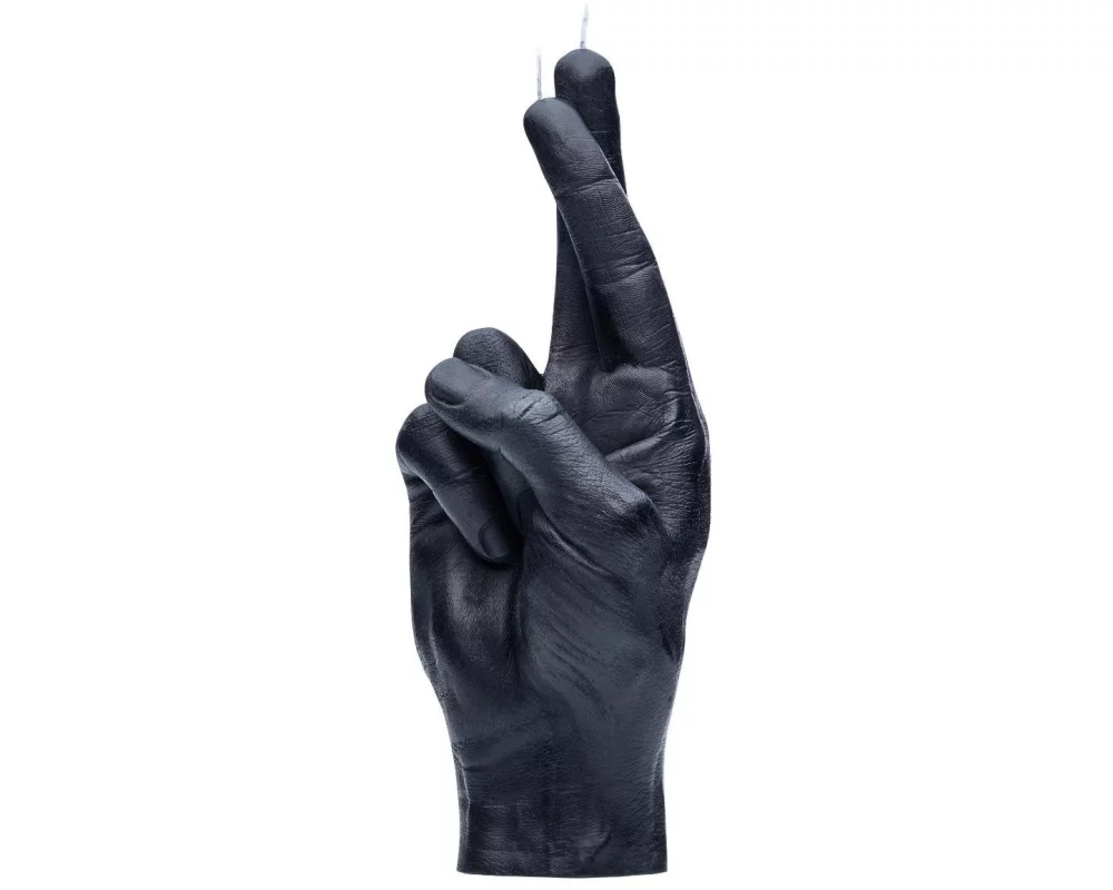 Mandatus Kerze Candle Hand Crossed Fingers, Schwarz