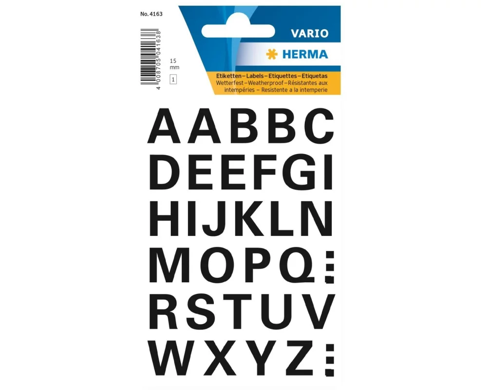 Herma Stickers Namensetiketten A – Z, 1.5 cm, Schwarz